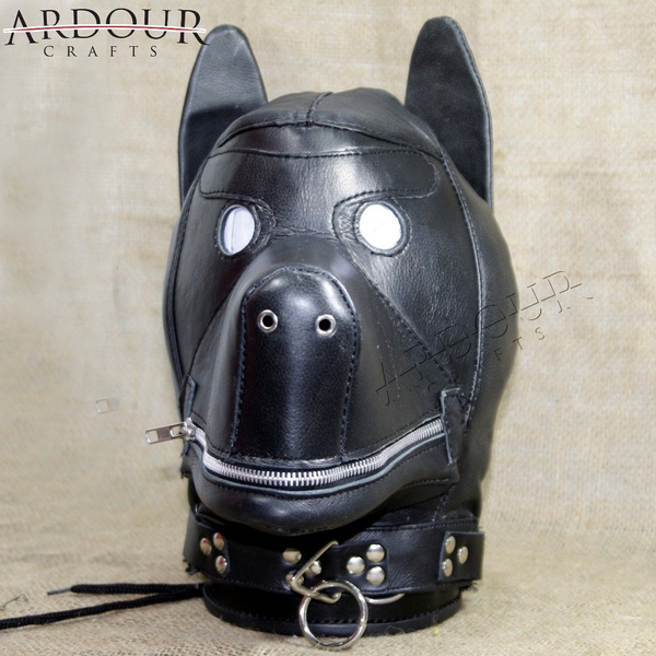 Cow Hide Leather Bondage Dog with Mouth Gag & Restraint |