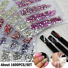 Partition-size 1600Pcs Nail Art Rhinestones Crystals Strass Flat Back for DIY Nails Decoration Decal