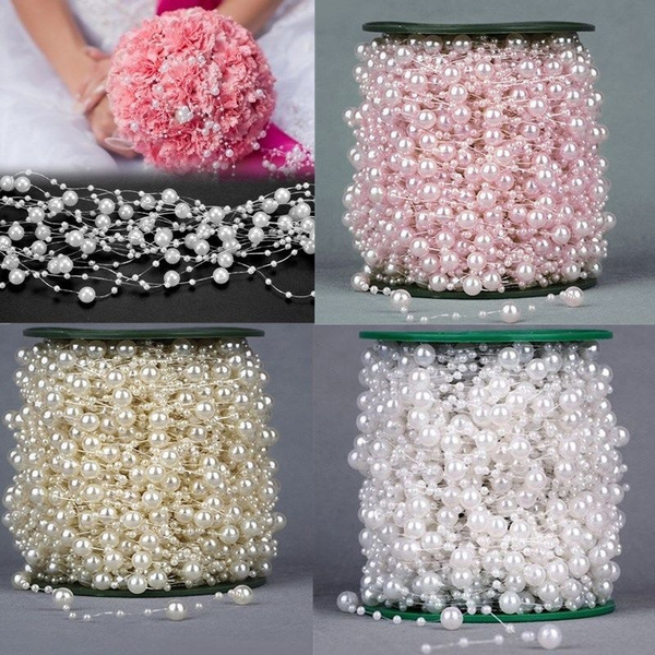 2Roll Faux Pearl Bead String 10m//roll Plastic Star Bead Chain Beads Garland for DIY Crafts Wedding Bridal Bouquet Christmas Decor Gold Bead