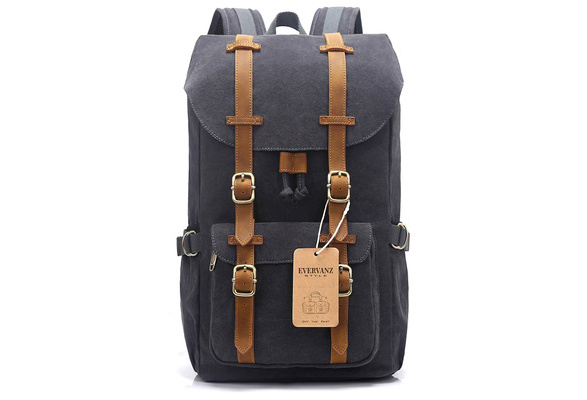 Waterproof Travel Hiking Camping Rucksack Pack Large Casual Daypack College School Backpack Shoulder Bags Fits 15 Laptop Tablets EverVanz Outdoor Canvas Backpack