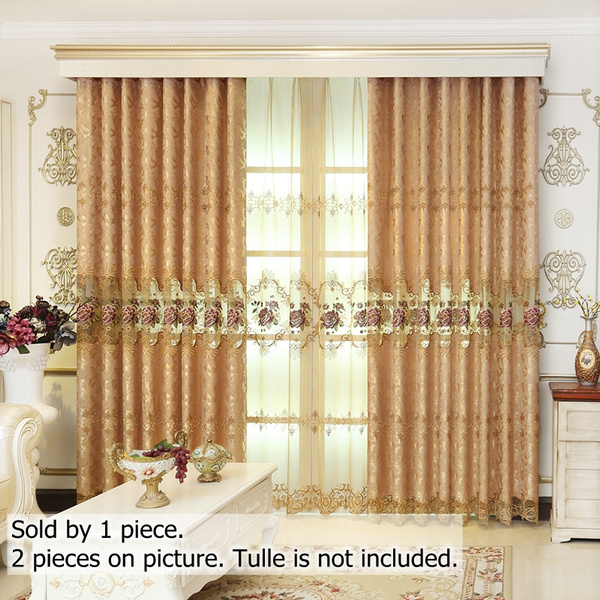 Luxury Embroidery Tulle Curtains Grommet Top European Bedroom Window Drapes