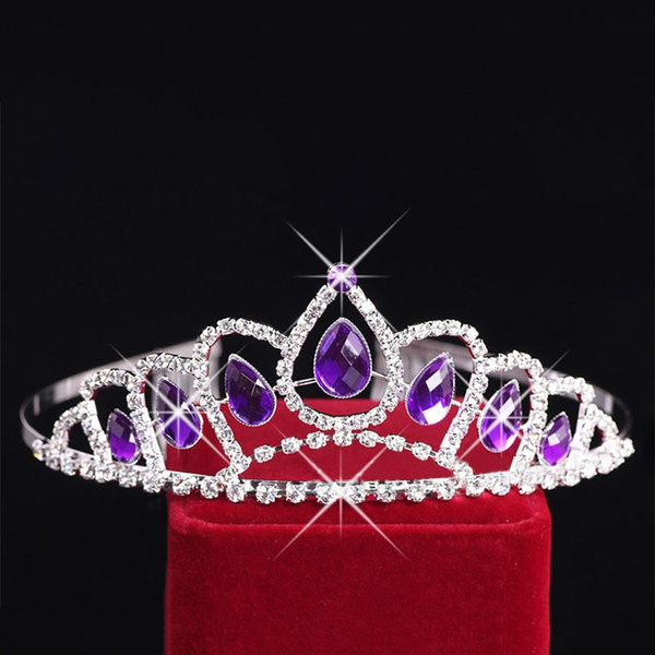 Wedding Bridal Purple Crystal Rhinestone Princess Pageant Tiara Crown Headband 