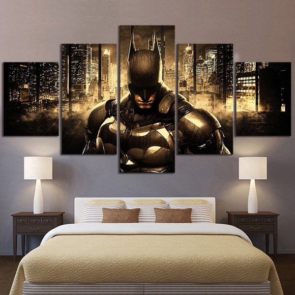 5 Piece Hd Picture Dark Knight Batman Poster Wall Pictures For Bedroom Decor No Framed Wish - Batman Wall Art Home Decor