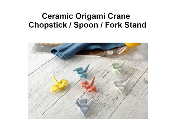 WHK Ceramic Cherry Blossom Chopsticks Stand Cherry Blossom Chopsticks Spoon Rack Rest Rack Spoon Fork Holder Set Ceramic Crafts 