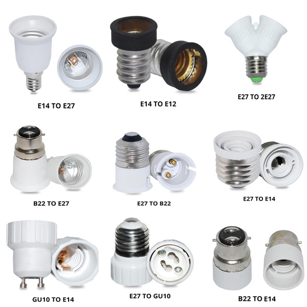 Amazing E27 to 2E27/E27 to B22/E27to E14/E27 to GU10/B22 to E14/B22 to E27/ E14 to E12/E14 E27/GU10 to E14 Base Socket Light Bulb Lamp Holder Adapter Plug Converter | Wish