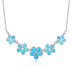 Charm Bracelet, Party Necklace, Silver Jewelry, Flowers