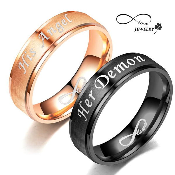 Iflytree 2pcs His and Hers Wedding Engagement Anniversary Band Stainless Steel Matching Ring Set Couples Ring for Lover Gifts 