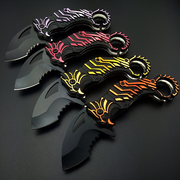 Tactical Eagle Eyes Spring Assist Karambits knife 440 stainless Claw