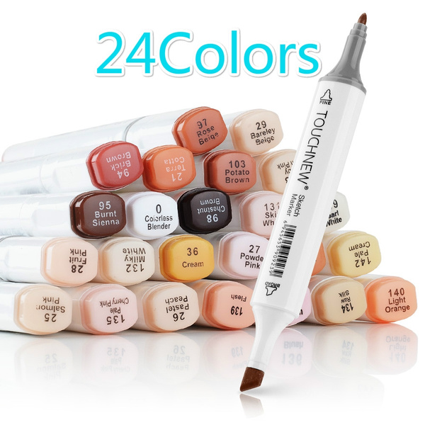Artist Marker Pens 24 Colours Blendable Alcohol Markers Skin Tone Set for  Portrait Illustration Drawing