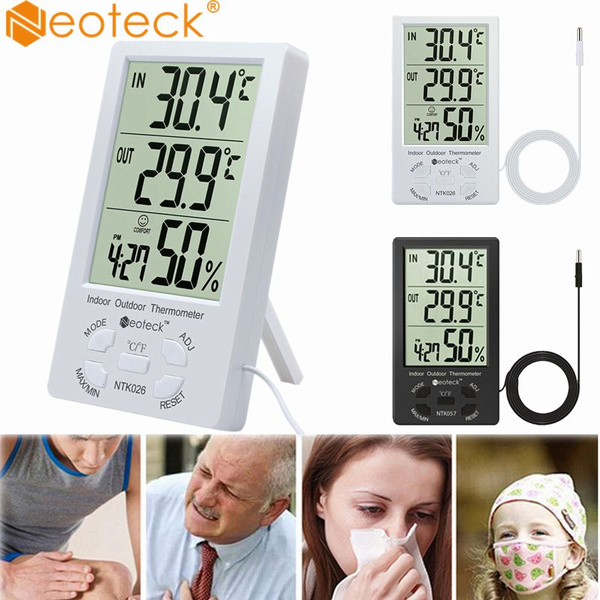 LCD Digital Thermometer Indoor Outdoor Hygrometer Temperature Meter