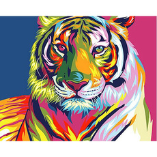 Tiger, Decor, modern abstract oil painting, Colorful