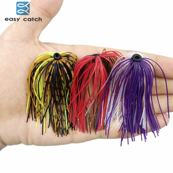 New 10pcs Mixed Color Rubber Jig Skirts 50 Strands Wire with Rubber Ring  Fly Tying Fishing Lures