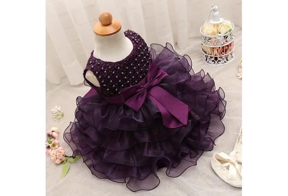 Purple Color Organza Flower Print Baby Girl Dress – bollywoodlehenga