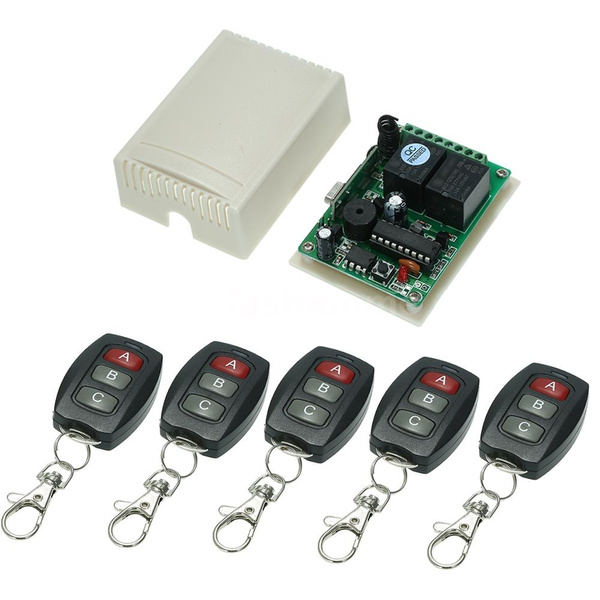 433mhz Dc 12v 2ch Universal 10a Relay Wireless Remote Control Switch Receiver Module And 5pcs 3 Key Rf 433 Mhz Transmitter Remote Controls 1527 Chip Smart Home Automation Wish