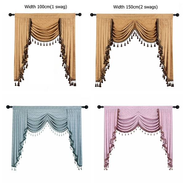 European Luxury Valances For Living Room Waterfall Kitchen Modern Curtains Swag Rod Pocket 1 Piece Wish Swag Valances Rod Pocket, How To Hang Waterfall Valance Curtains In Living Room