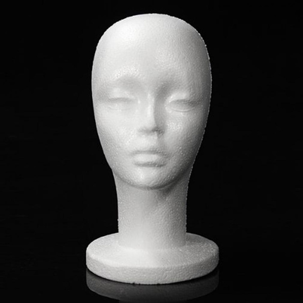 Styrofoam Mannequin Foam Head Model Glasses Hat Wig Display Stand Female Whit-e 