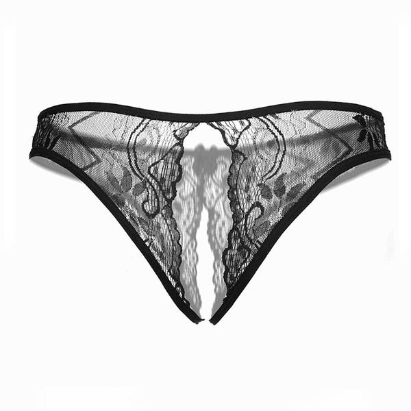 Women Lace Mesh Open Crotch Briefs G-string Thong Panties Underwear Lingerie
