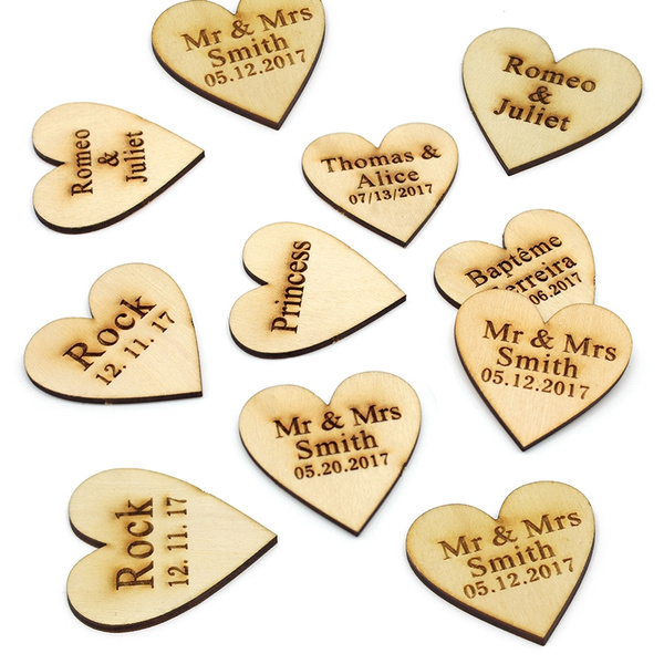 Personalised Heart Table Decoration Wedding Favours Scatter Engraved 
