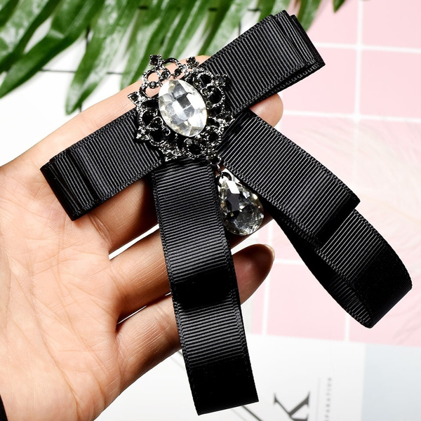 Ribbon Bow Brooch High-grade Brooches Broche Pin Bowknot Bowtie Corsage  Black Ties for Men Crafts Bouquet Wedding Large