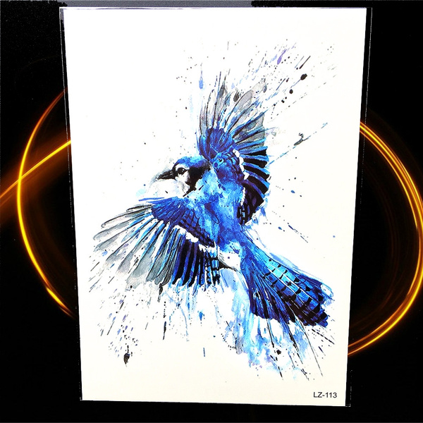 Large 'Blue Jay' Temporary Tattoo (TO00030331) : Beauty & Personal Care 