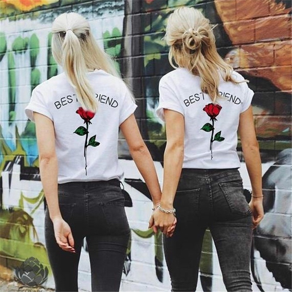 Rose Printed Friends T Shirts Matching 