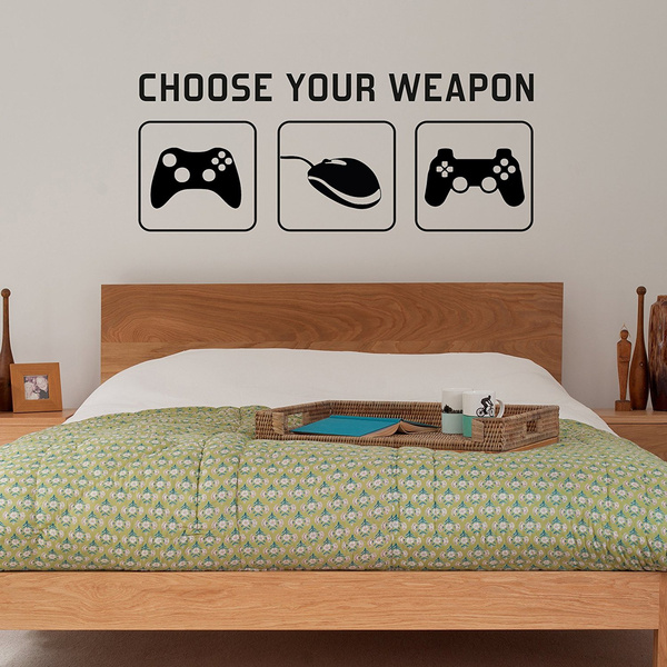 Personalized Gaming Wall Decal Kids Room Vinyl Sword Pickaxe Decal