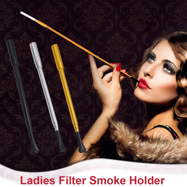 Gold Vintage Slim Cigarette Telescopic Holder Filter Smoke Ladies