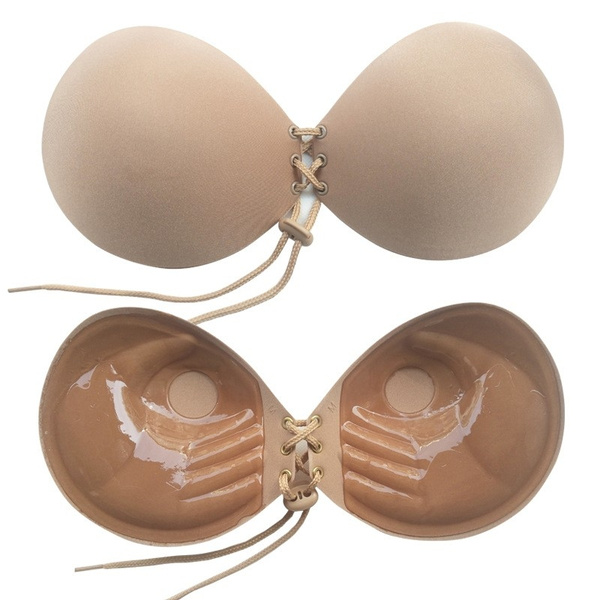 Women Silicone Adhesive Stick on Gel Push-Up Bras Backless Strapless  Drawstring Corset Invisible Bra 