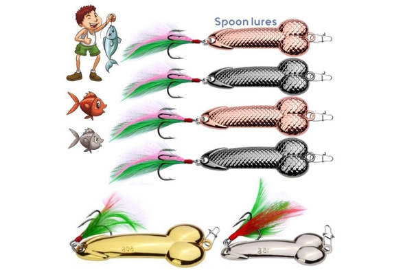 Lure Fishing Spoon Lures Metal Spinner Sequins Penis Shape Bait 3