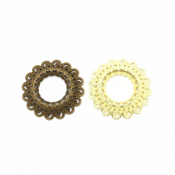 Brass Ethnic Pendant 28x19x1mm E670 4 Raw Brass Semi Circle Fish Figure Pendants