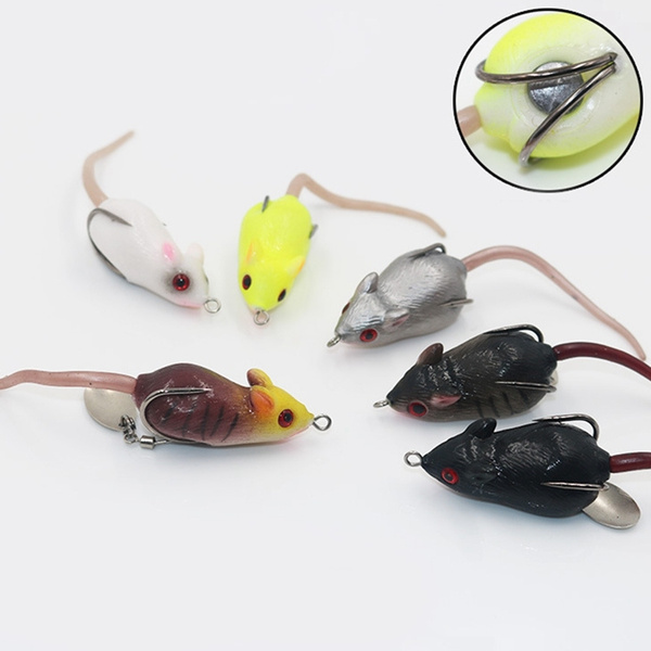 Large Soft Rubber Mouse Fishing Lures Baits Top Water Tackle Hooks