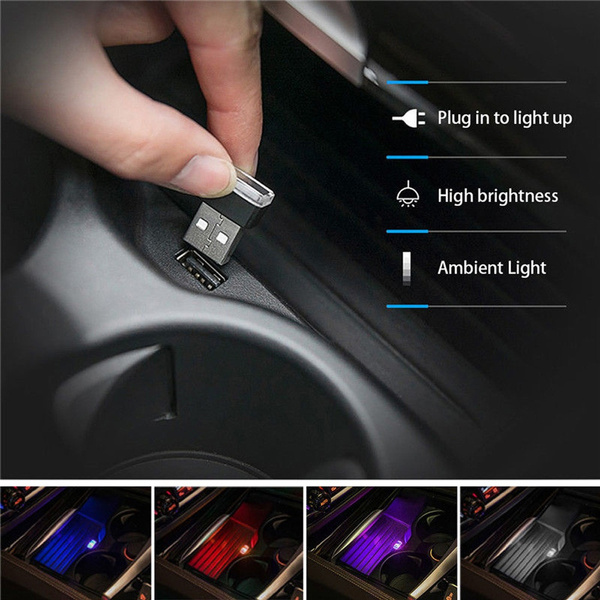 1pc USB LED Mini Wireless Car Interior Lighting Atmosphere Light Universal