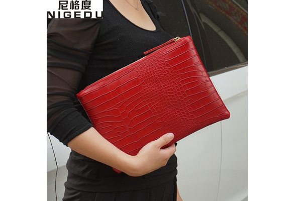 NIGEDU Women Envelope Clutch Bag PU Leather Female Day Clutches