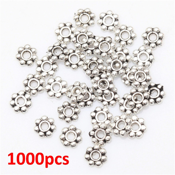 Wholesale 1000pcs Tibetan Flower Spacer Beads Round Metal Daisy Wheel  Spacers 4mm for Jewelry Making