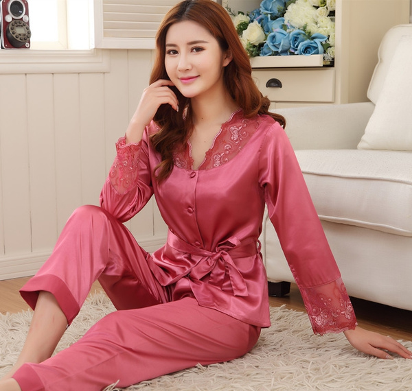 Red best sale silk sleepwear