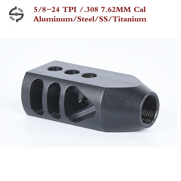 308 Recoil Compensator 7.62 Muzzle 5/8-24 TPI Heat Treated Steel w/ Washer Nut 