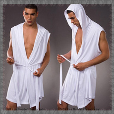 Men's Bath Robe A Sleeveless Silk Robe for Men Hooded Robe Ultrathin Leisure Wea