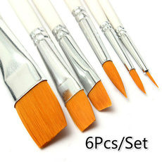6 pcs / set Painting Brush Oil Paint Nylon Hair Water Color Painting Brush Acrylics Brush Art Set