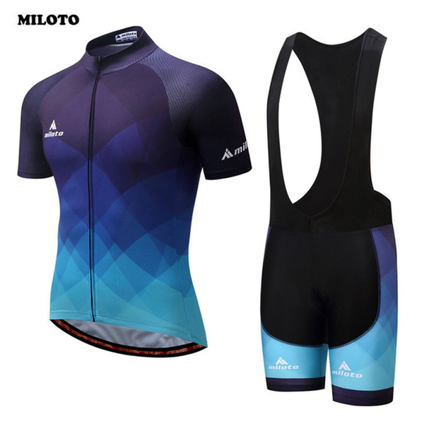 Miloto Men's Cycling Bib Kit Short Sleeve Cycle Jersey and Bib Shorts Padded Set 
