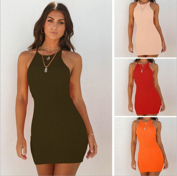NEW Stylish Women Sleeveless Lowcut Solid Color Bodycon Short
