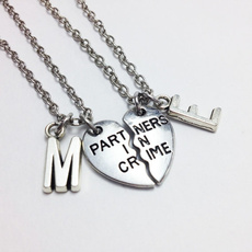 Personalized necklace, Jewelry, splitheartnecklace, partnerincrime