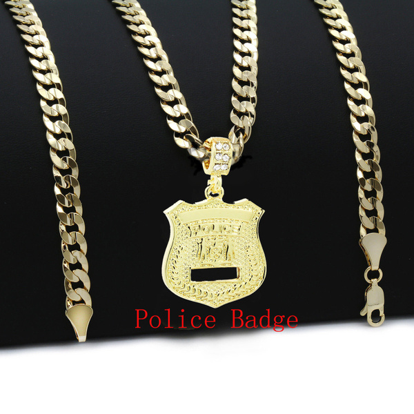 Hip Hop Iced Police Badge Pendant 5mm 