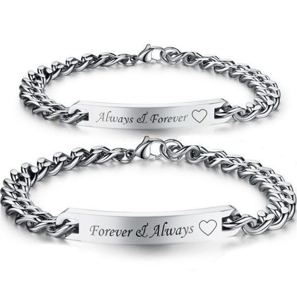 Couple Bracelets Always & Forever Named Bracelet For Women Men Matching Couple Bracelet Jewelry Link Chain | Wish