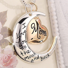 Rose Gold Heart & Moon Mom Necklaces Silver Xmas Gifts For Her Mum Mother Women