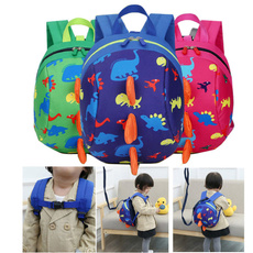Toddler Child Cartoon Animal Dinosaur Anti-lost Backpack Nursery Kindergarten Long Strap Travel Zipper Shoulder Bag