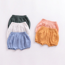 2018 Summer Kids Fashion Loose Solid Color Regular Shorts Baby Bread Elastic Waist Pants Casual Children Boys and Girls Cotton PP Shorts Corduroy Pants