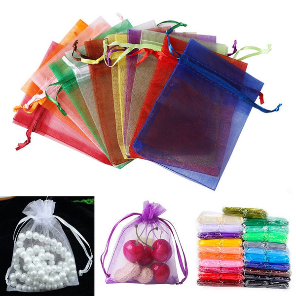 100pc Organza Wedding Favor Gifts Bags Jewelry Candy Display Pouch 18x13cm 