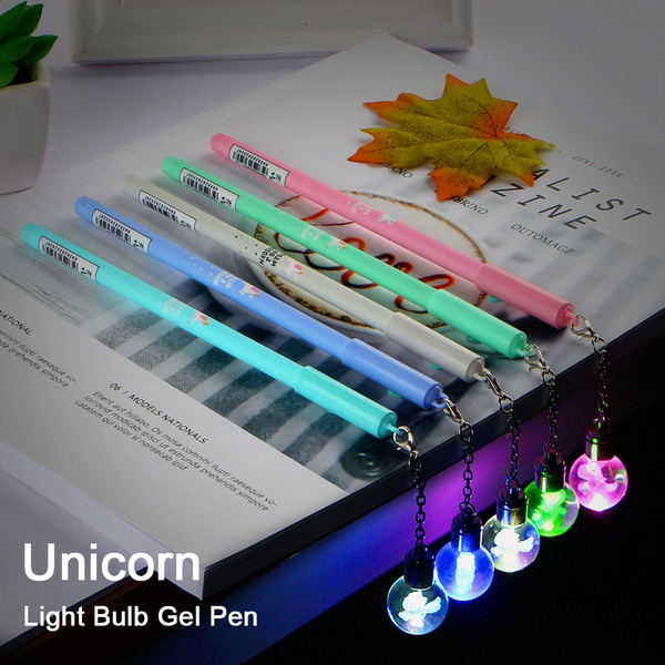 Colorful Pendant Gel Pen Light Bulb Wish Ball Neutral Pen Students Stationer US
