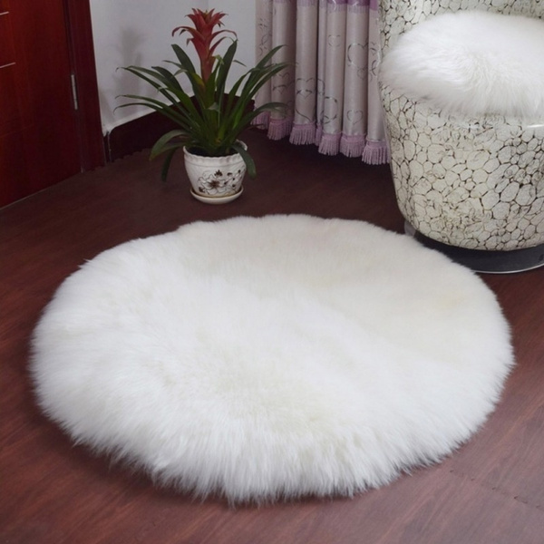 Fluffy Faux Fur Fake Sheep Skin Rug Soft Mat Bedroom Rug Small Carpet White  Grey