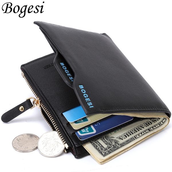 Men RFID Blocking Wallet Leather Short Purse Bifold Double Zipper Coin  Pocket - Walmart.com